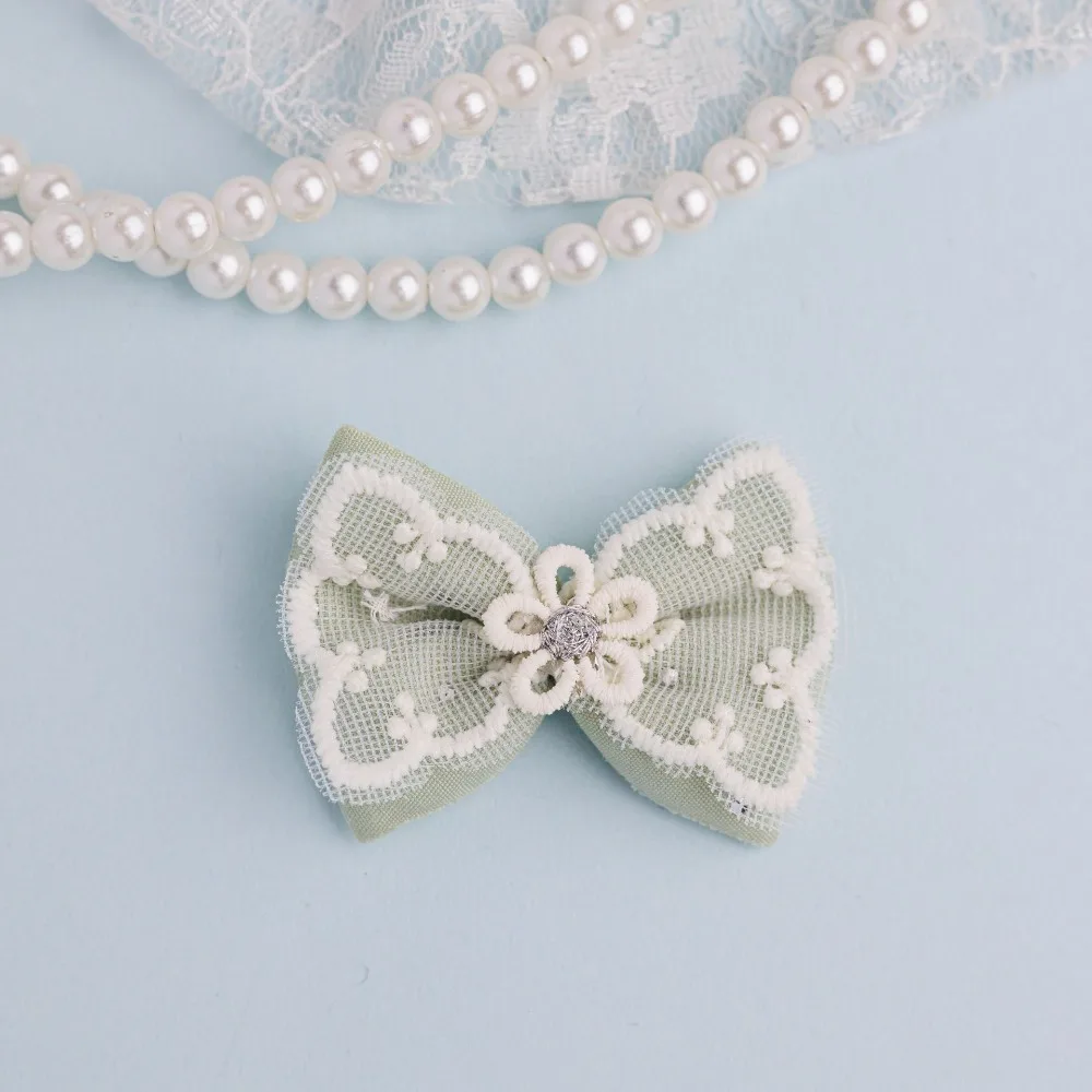 10Pcs 5*3.5cm/1.97*1.38inch Lace Mesh Cloth Bowknot Applique for DIY Headwear Clothes Hat Patch Leggings Leg Socks Sewing Decor view 5