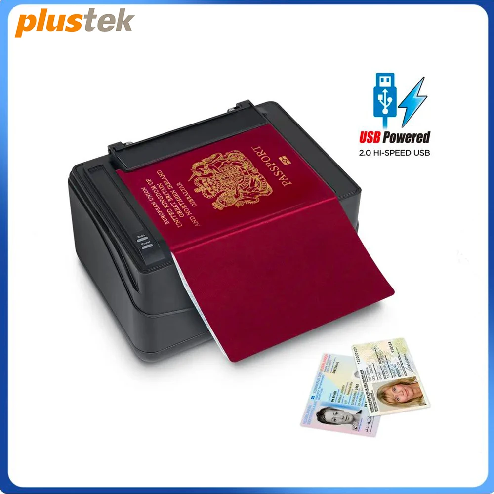 

Plustek SecureScan 500 DPI Passport Scanner MRZ OCR for Airport Hotel ID Verification Kiosk System - Document Imaging Device