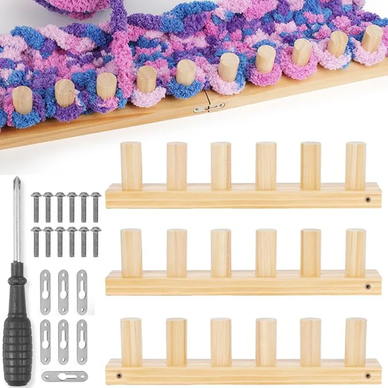 

Chunky Blanket Loom Kit Wooden Knitting Loom Frame DIY Crafts Hand Knitting Tool Thick Yarn Knitting Tools Handmade Weaving Kit