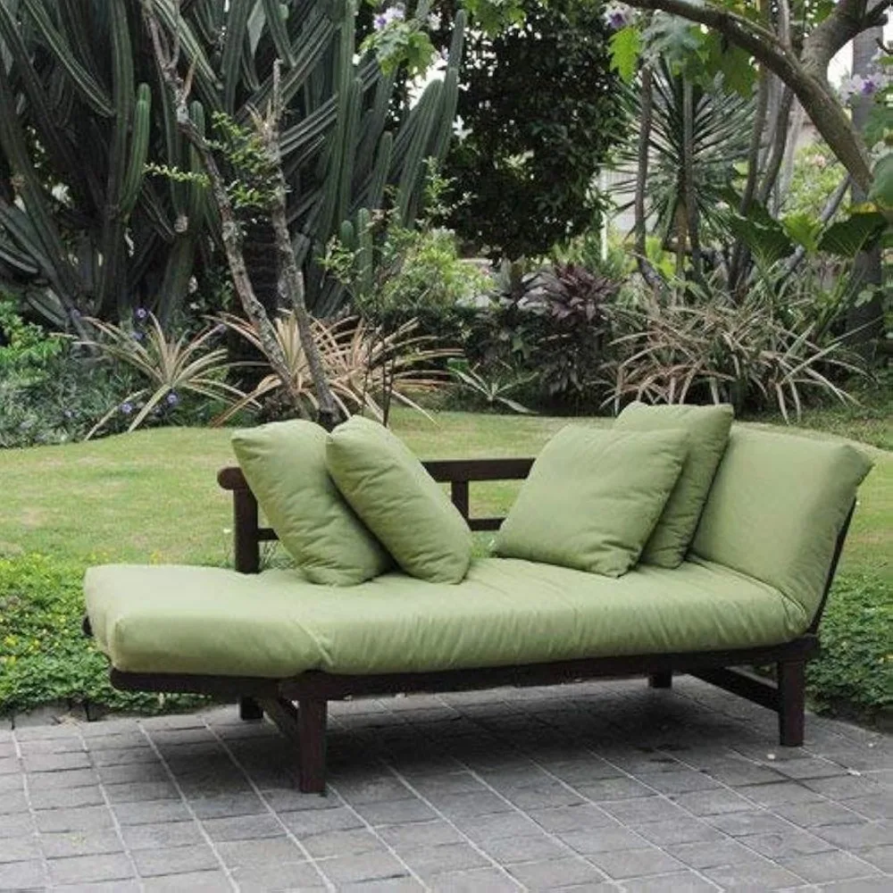 Outdoor Futon Converteerbare Bank, Ligbed, Diepe Stoel Verstelbaar Terrasmeubilair (Groen)