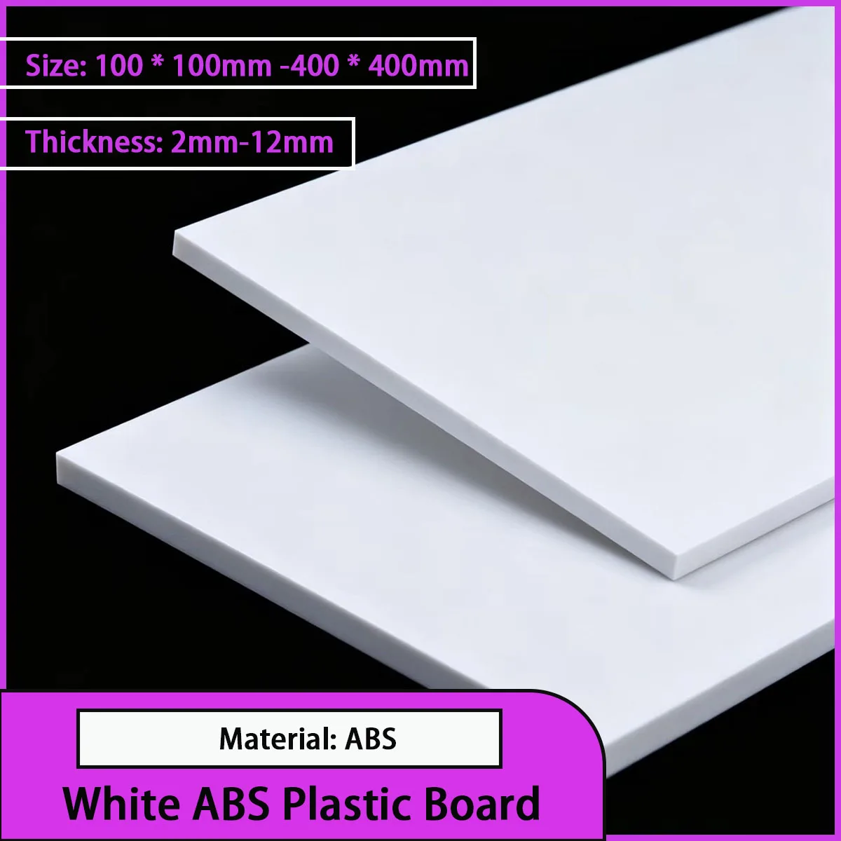 Size 100*100mm -400*400mm white ABS plastic board for chassis panels, equipment enclosures, etc