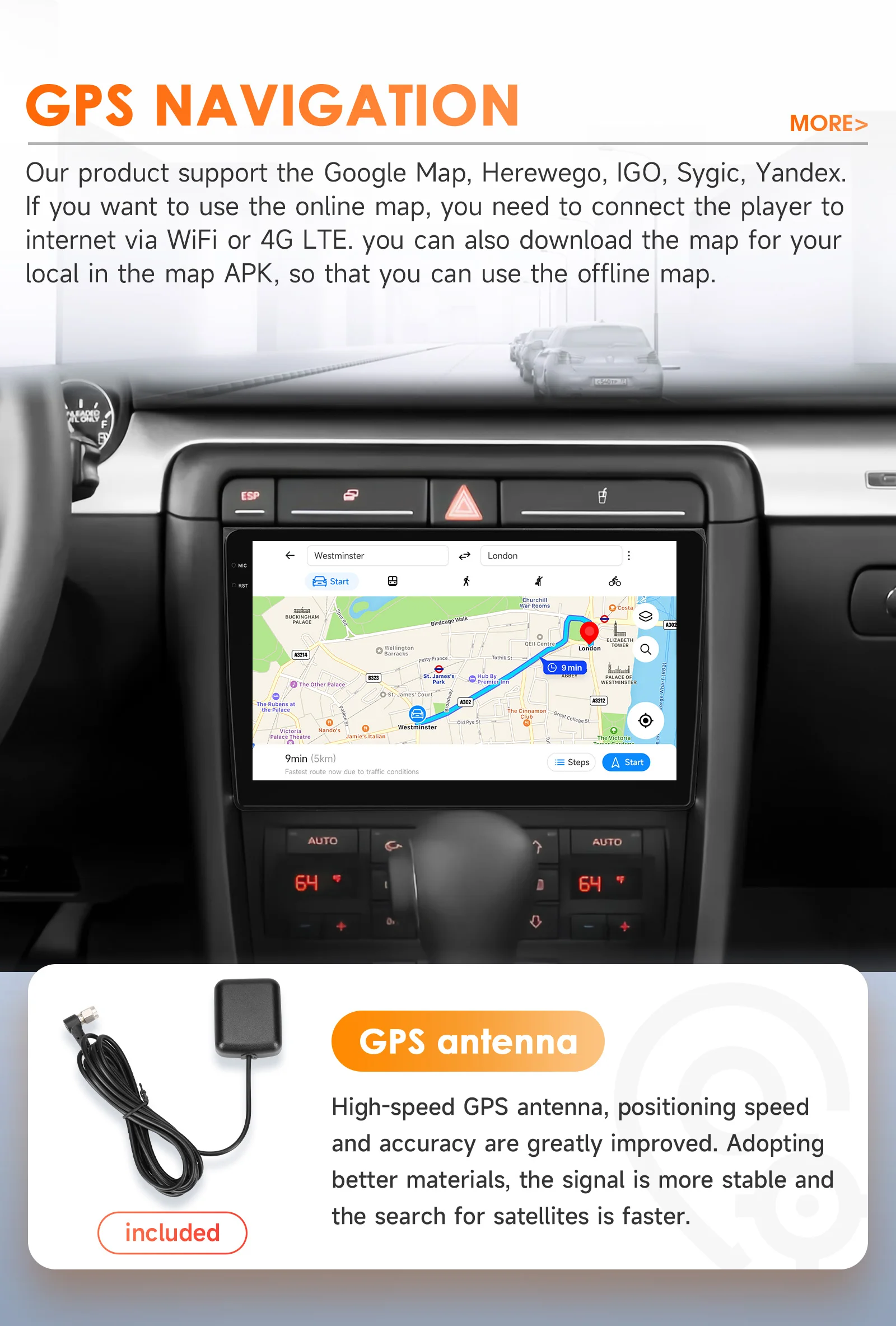Hizpo 9 "Android 14 Für Audi A4 2000-2009 S4 B6 B7 RS4 Sitz Exeo RS4 Auto Radio multimedia Video Player Navigation 360 Kamera RDS – Detail 32
