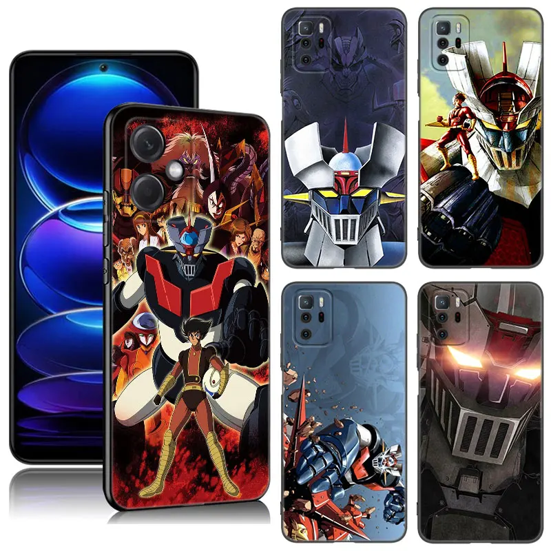 Anime Mazinger Z Black Silicone Phone Case For Xiaomi Redmi Note 10 11 11S 12 13 4G 8 9 11T Pro 5G Plus 8T 9S 10S 12S