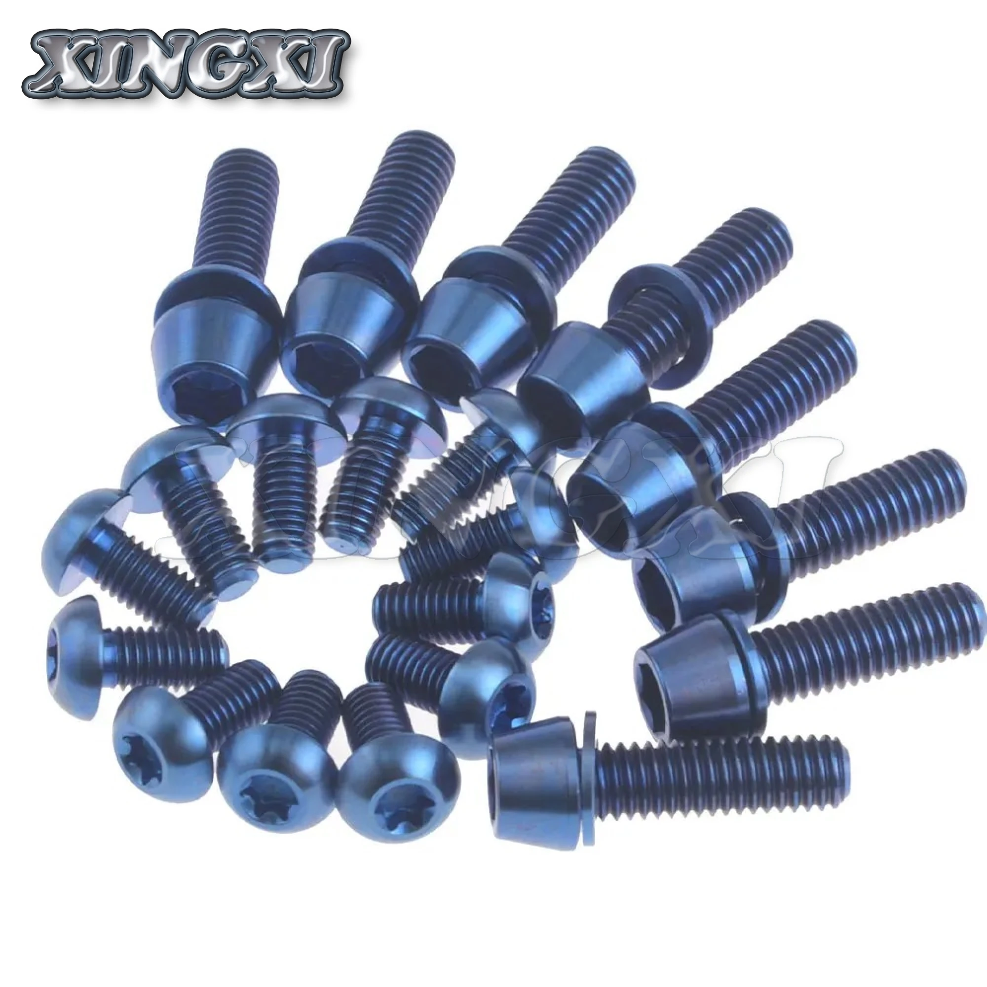 Xingxi 1Sets /28Pcs Titanium Ti Bolts M6x20mm Taper Head Bolt & M6 Washers & M5x10mm Disc Brake Bolts