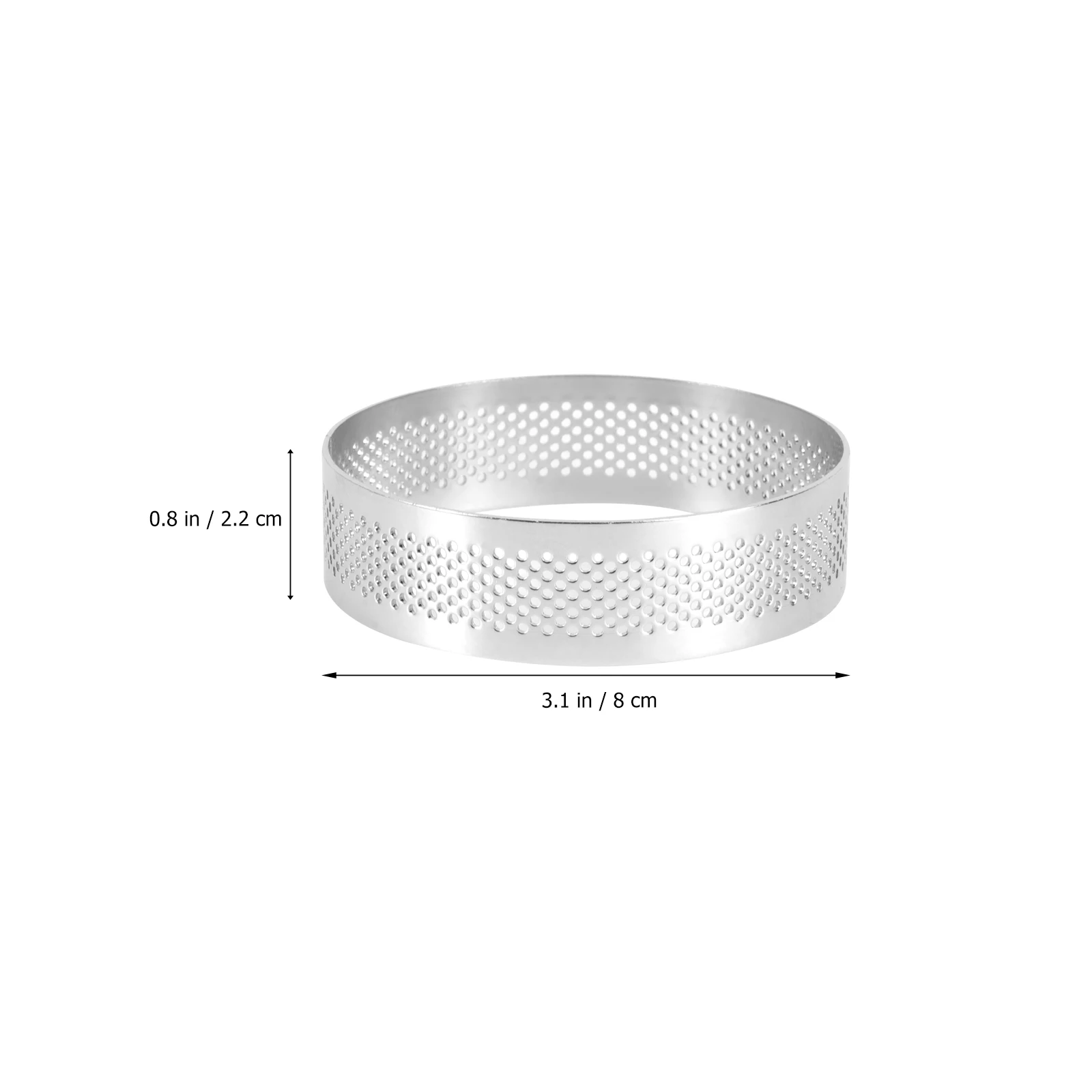 

Stainless Steel Tart Ring 8Cm Round Baking Mold Mousse Circle Perforated Shell Quiche Tool Non-Stick Heat Conductive
