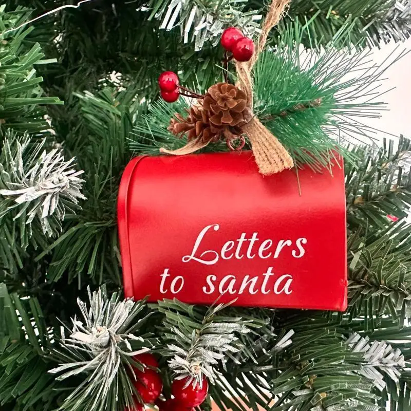 New Christmas Wrought Iron Mailbox Ornament Creative Christmas Tree Decoration Mailbox Ornament Home Holiday Decoration Gift