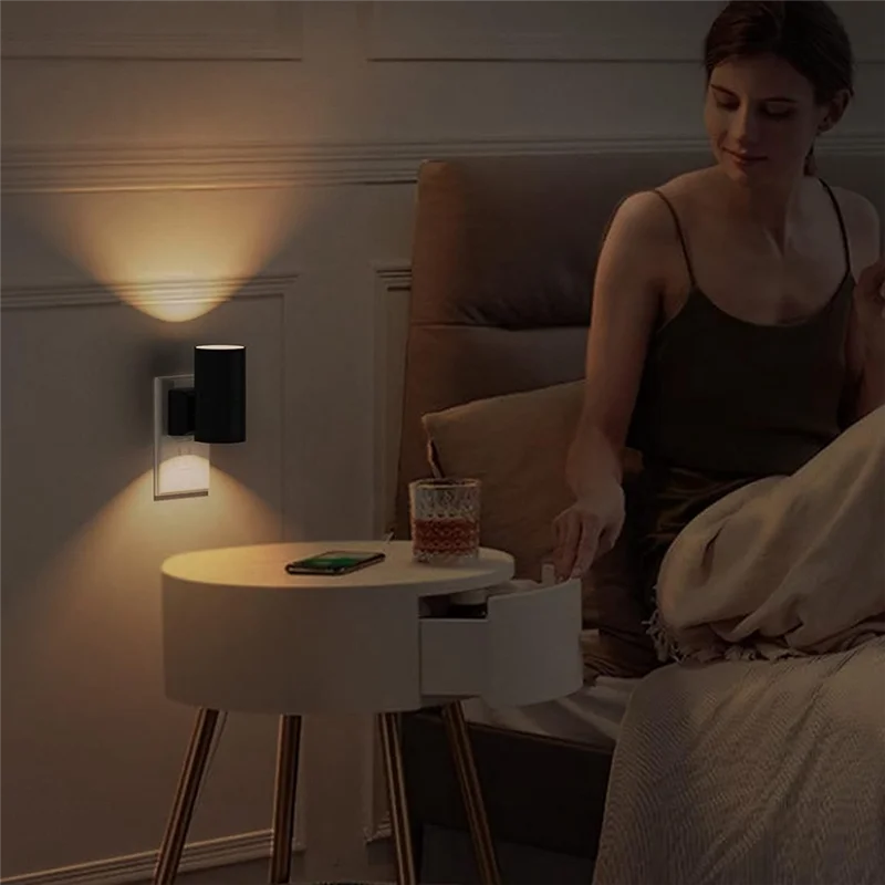 

ABKY-Dimmable Night Lights For Hallway Bedroom Stairway Dusk To Dawn Sensor Night Light EU Plug