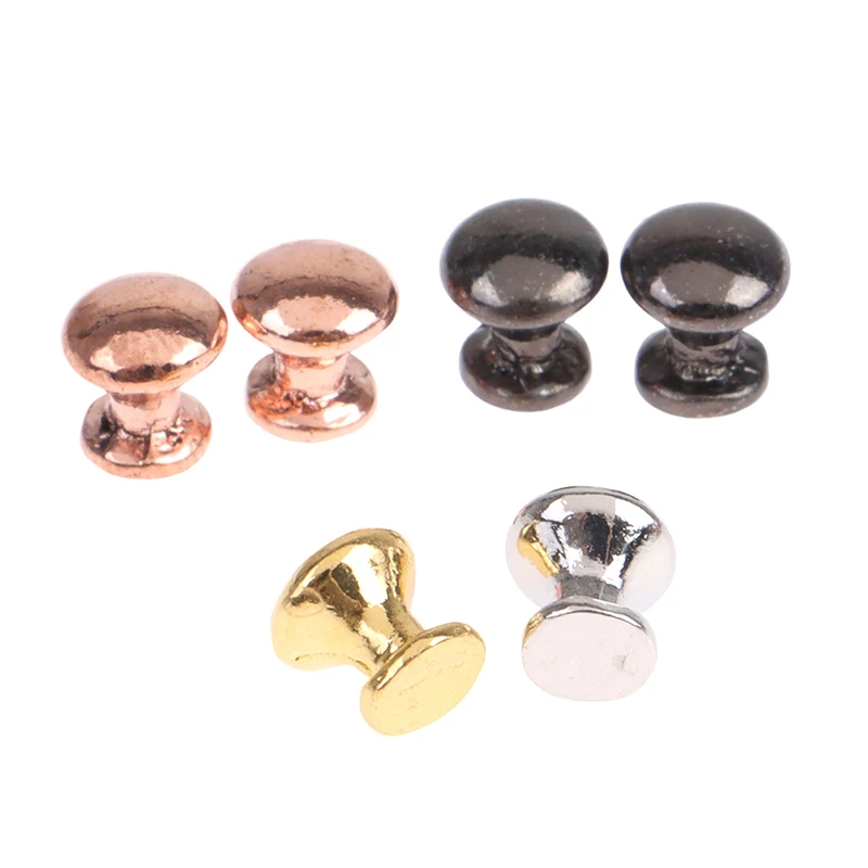 8Pcs 1:12 Dollhouse Miniature Doorknob Drawer Handle Desk Cabinet Round Handle Furniture Model Decor Toy