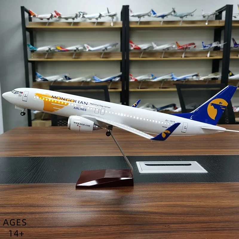 

47cm Die-cast Resin B737 Airbus Mongolian Airways Airlines 1:85 Scale 737 Boeing Series Aircraft Model With Lights And Wheels