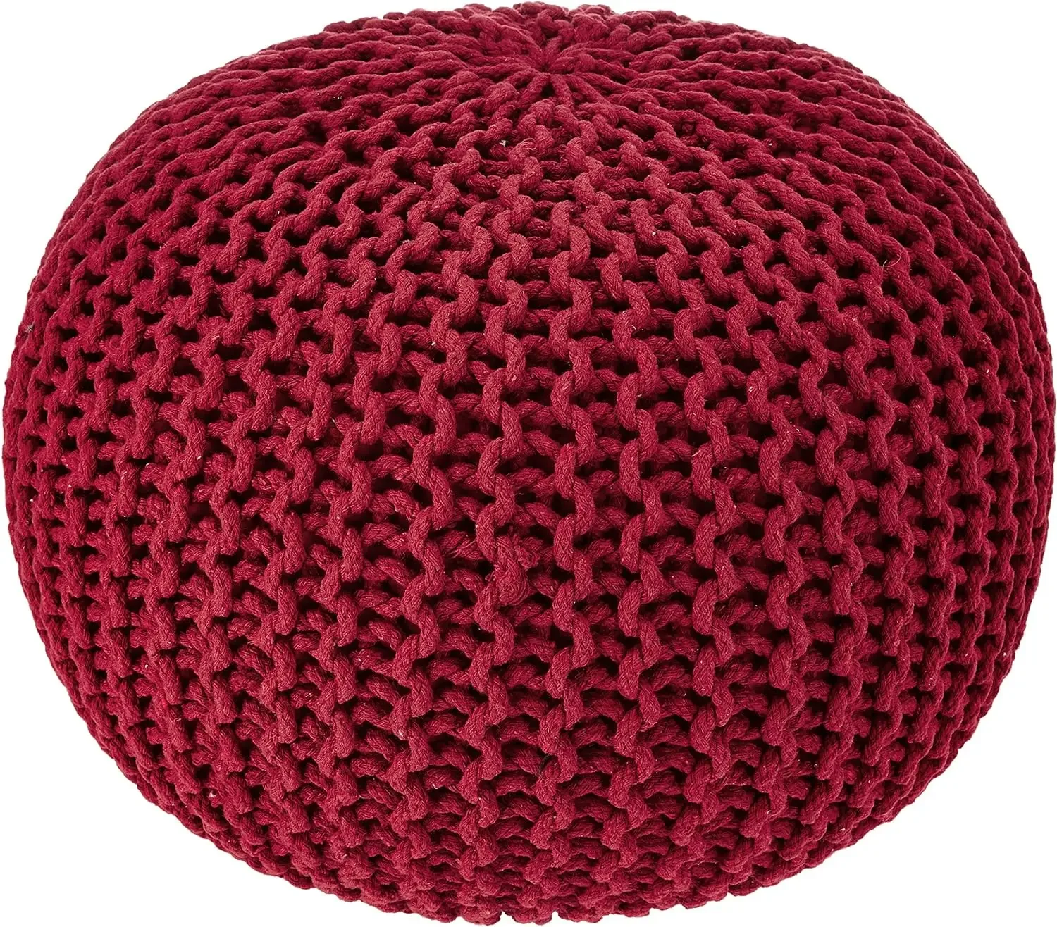 

Round Pouf Ottoman Hand Knitted Cable Boho Poof Foot Stool Bean Bag Home Décor Stuffed Footrest for Living Room Nursery