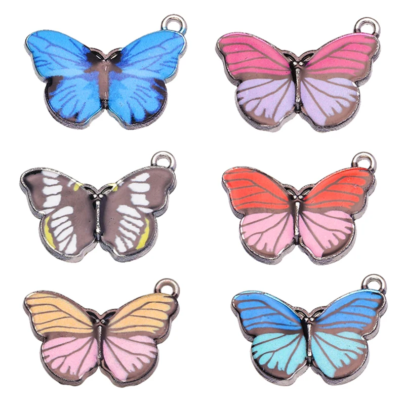 

10Pcs/Lot 14*20mm Colorful Butterfly Enamel Pendant Charm For Jewelry Making Animal Earrings Bracelets Necklaces DIY Accessories