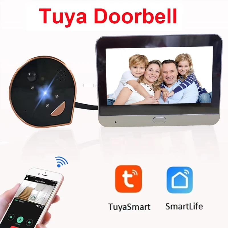 

Интеллектуальный голосовой домофон Tuya, визуальный дверной звонок высокой четкости «кошачий глаз», WIFI, 3 миллиона пикселей, инфракрасное ночное видение, четкое на
