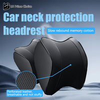 Car Memory Cotton Neck Pillow Four Seasons Universal Support Breathable Relieve Pressure Leather Headrest Automotive Parts