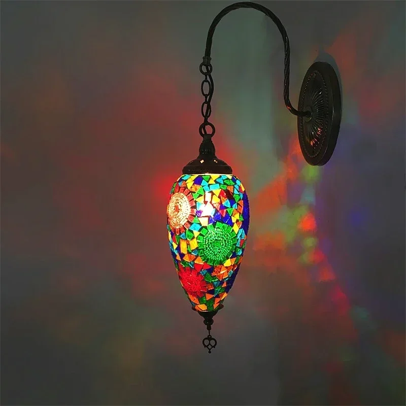 Exotic ethnic style retro romantic restaurant KTV hotel bar internet cafe handmade glass wall lamp