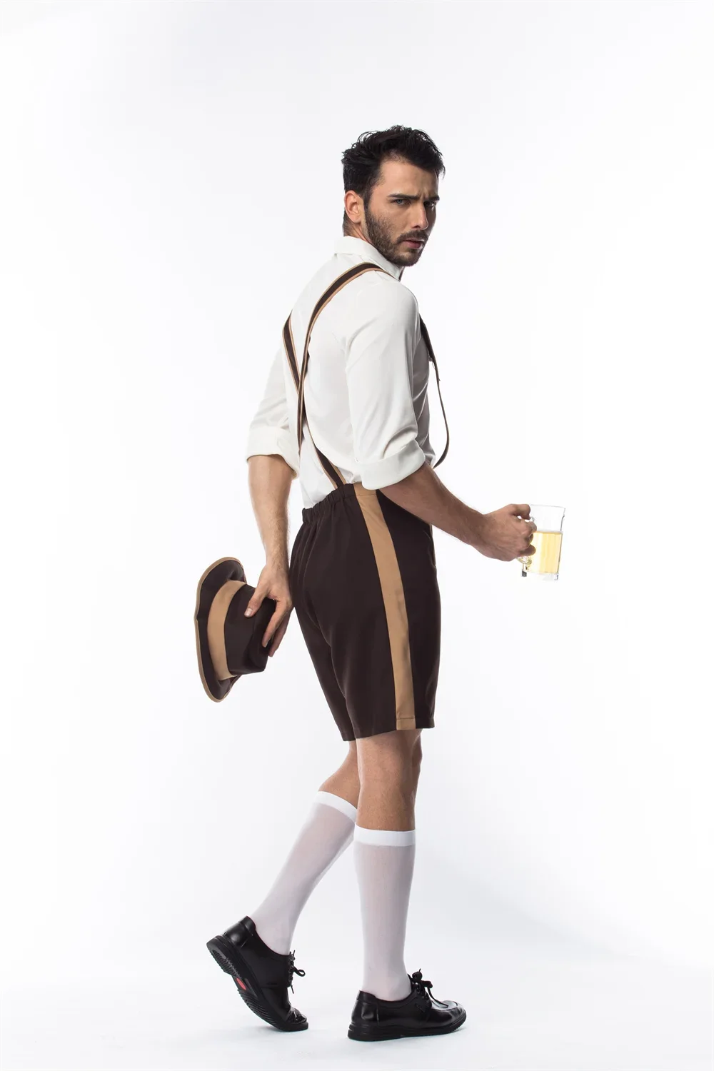 Sombrero de camisa de Lederhosen alemán de Bávaro para hombre, disfraz de Oktoberfest de Halloween, Festival de cerveza, vestido de fantasía de carnaval, talla grande