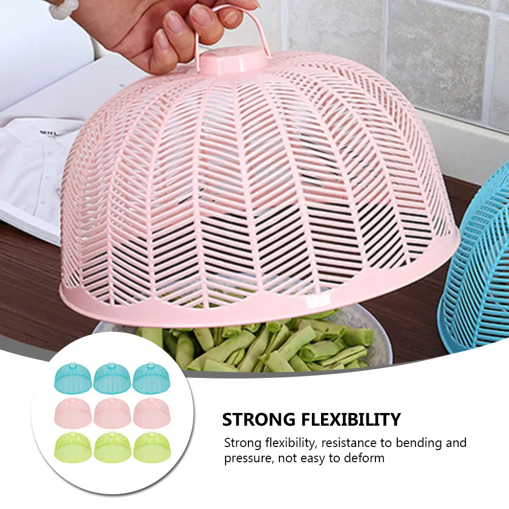 

9Pcs Food Cover Plastic Protective Round Dish Covers Kitchen Vegetable Breathable Food Protector Indoor Outdoor Table Use
