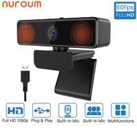 NUROUM-V11 Webcam with Dual Microphone, Computer Camera, Mini Web Camera, USB, PC Laptop, 1080P, 60FPS, 1440P, 30fps, FHD