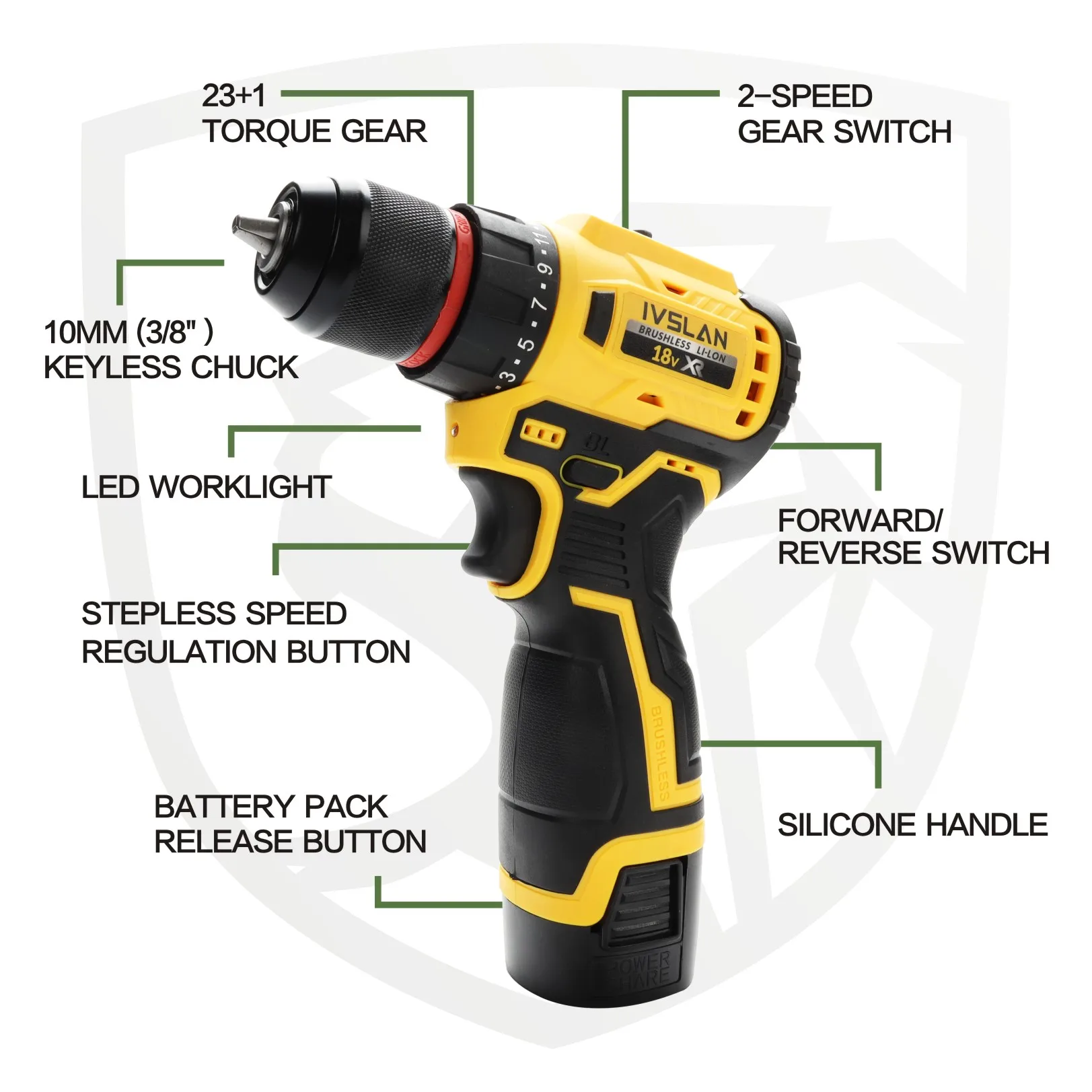 

ASL-1800 12/18V Cordless Power Wireless Rechargeable Drill Set For Electric Brushless Screwdriver Battery Driller Tool