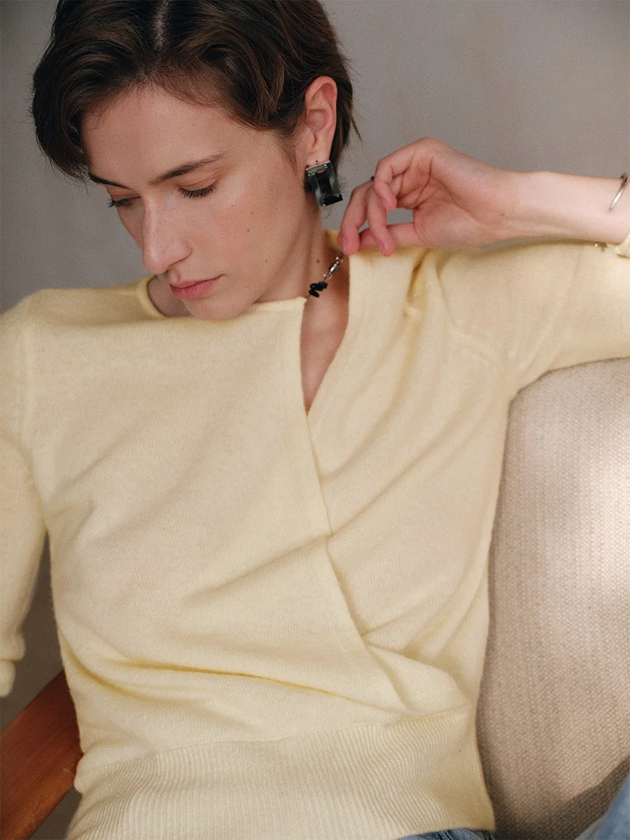 

Шерстяной свитер MANNALA Bla Agate Cloud Feel, вязаный, с длинными рукавами, стандартный крой, женский, осенняя мода Q472