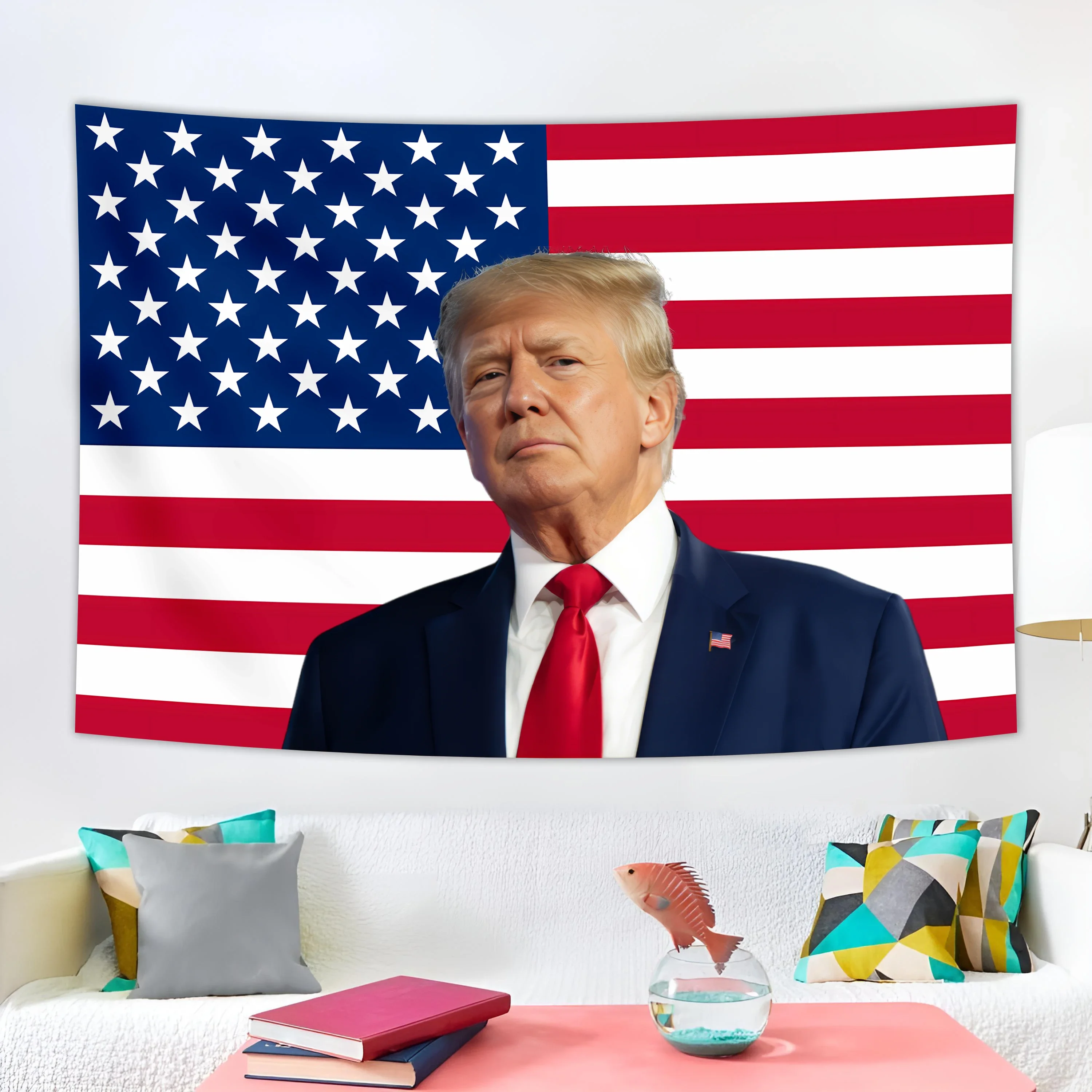 Red American flag tapestry, customizable for various characters bedroom decoration room decor aesthetic tapestry wall hanging