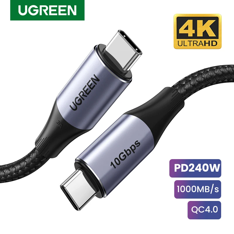 UGREEN 240W USB C Gen2 For iPhone 15 Macbook Pro iPad Samsung S23 USB 3.1 Cable 10Gbps Supercharger 4K HD USB C to USB C Cable