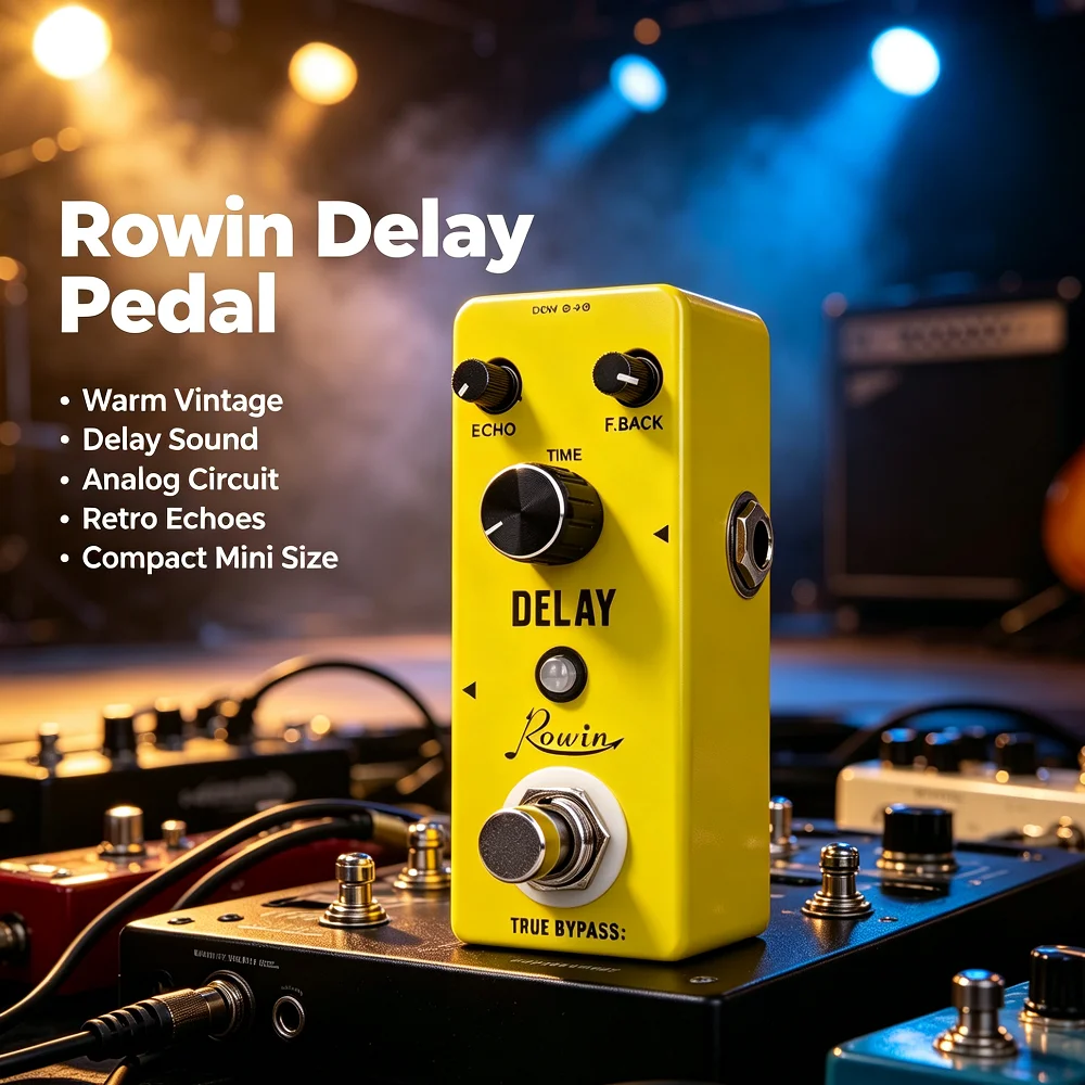 Rowin Guitar Bass Effect Pedal Compressor Distortion Fuzz EQ Delay Phaser Flanger Booster Overdrive Chorus Pedal Power Supply view 3