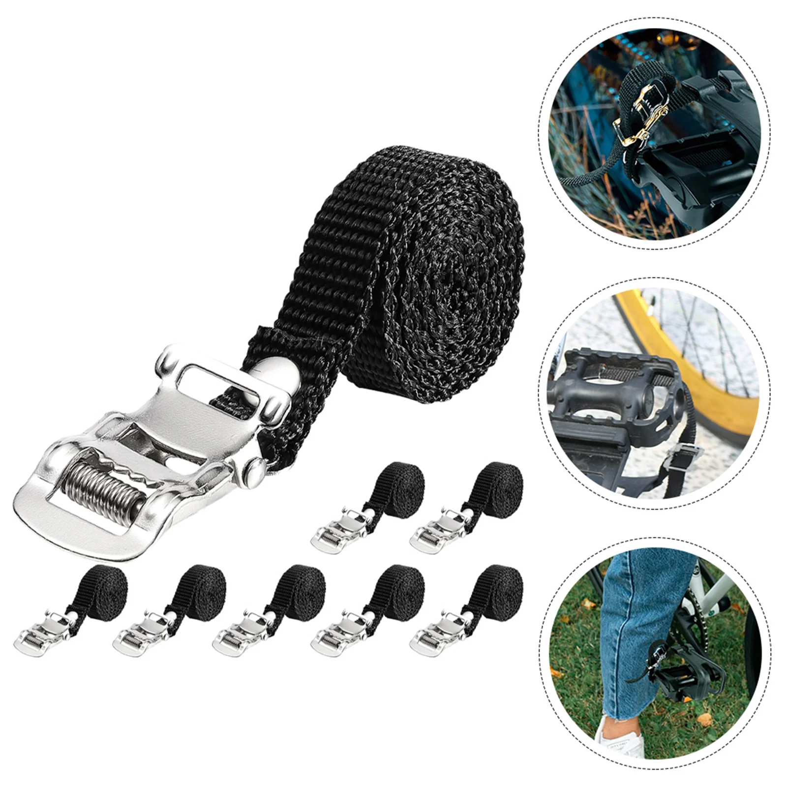 

8Pcs Bike Pedal Straps Adjustable Exercise Cycle Footrest Bands Anti Slip Pedals Gym Bike Accessories Cycling Straps