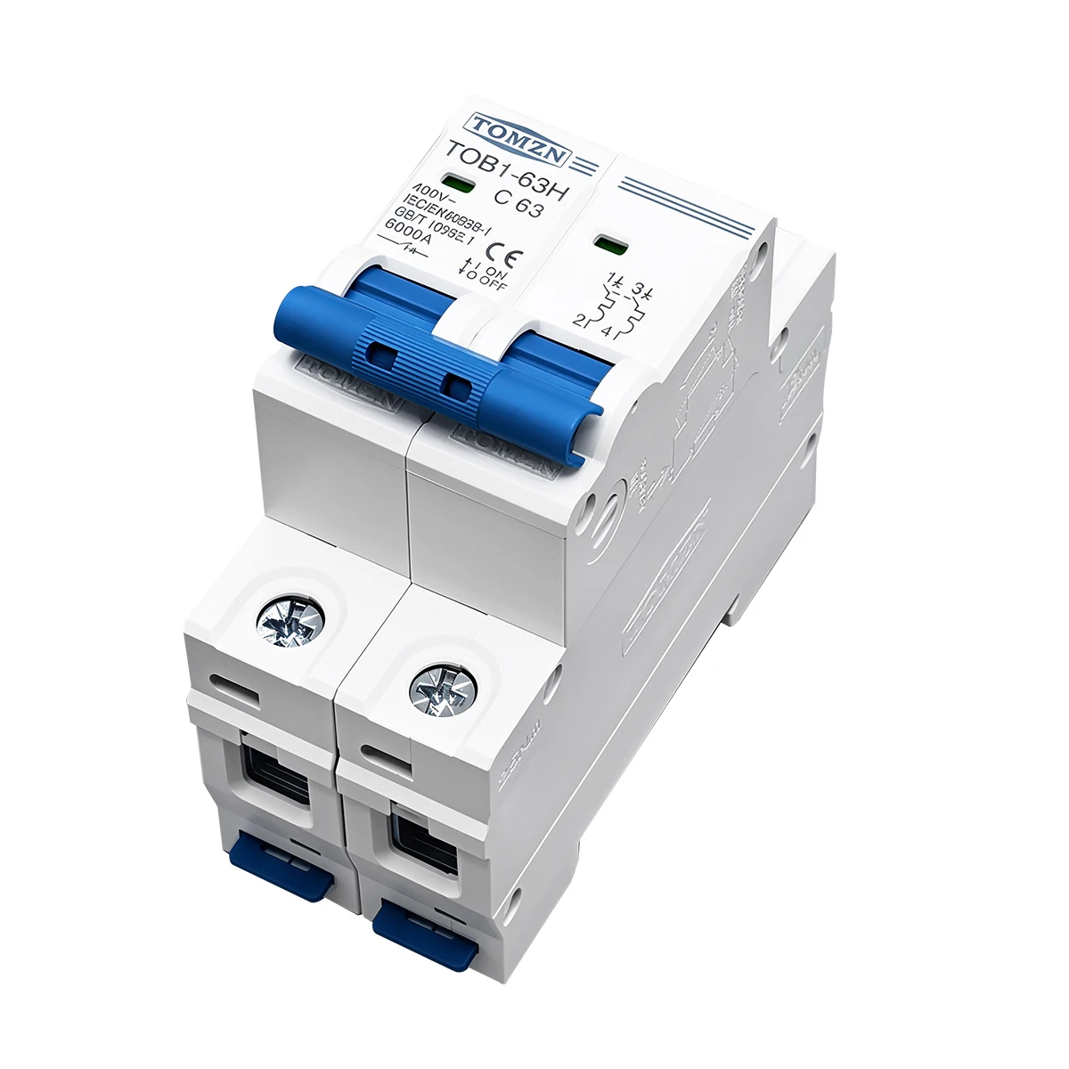 TOMZN AC MCB TOB1-63H C Curve 230/400V~ 50/60Hz Mini Circuit Breaker 1P 2P 3P 4P 3A 6A 10A 16A 20A 25A 32A 40A 50A 63A