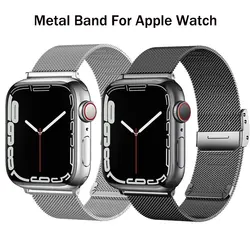 Milanese Loop Strap For Apple Watch Band 46mm 45mm 49mm 44mm 42mm 41mm Metal Stainless Steel Bracelet Iwatch 10 9 8 Ultra Correa