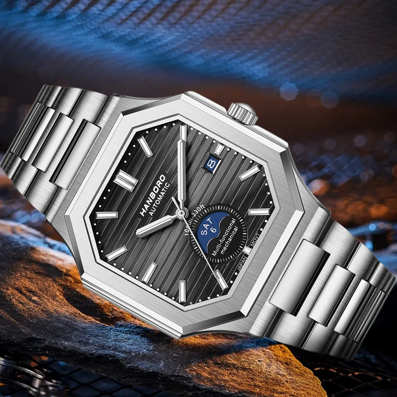 Relogio Masculino HANBORO Mechanical Business Watch for Men Brand Luxury Automatic Wrist Watch 50M Waterproof 2025 Reloj Hombre