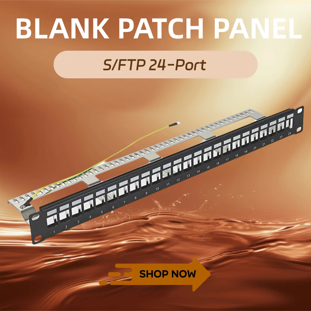 IW-PP-BPP-F-24-RA1 Blank Network Patch Panel 24-Port Rack Mouted Empty 1U with Cable Management Nickel Plating for Data Center