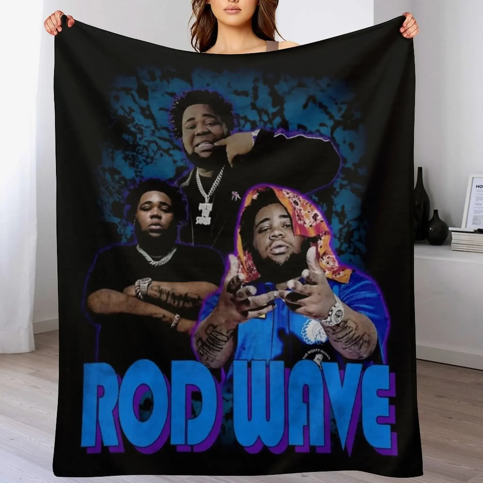 

Rod Wave Vintage Bootleg 90s Throw Blanket Warm Napping Blanket for Office Couch Bed