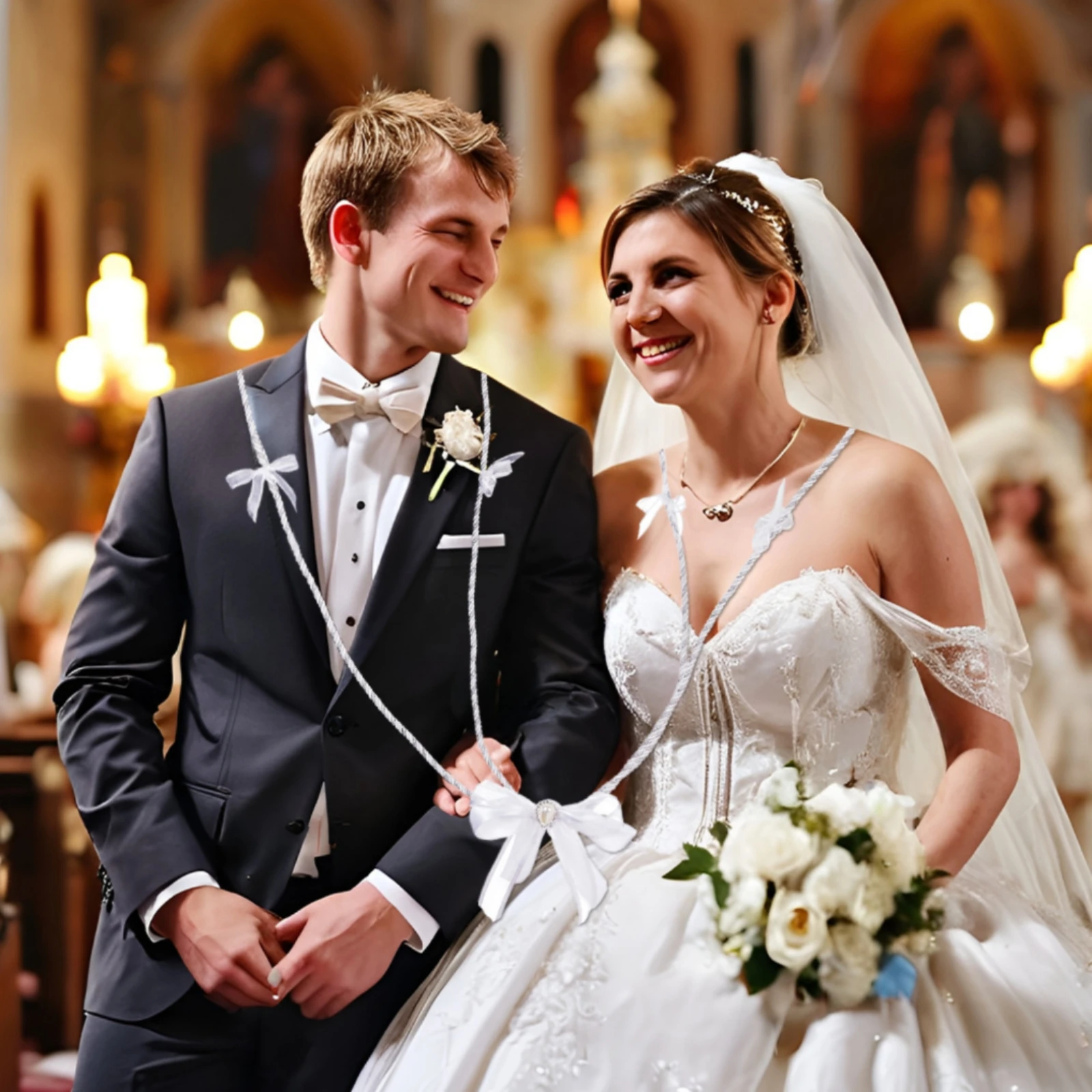 Wedding Lazo Twisted Wedding Lasso Ceremony Cord with Ribbon Bows Braided Lazo Traditional for Couples, Vow Renewal