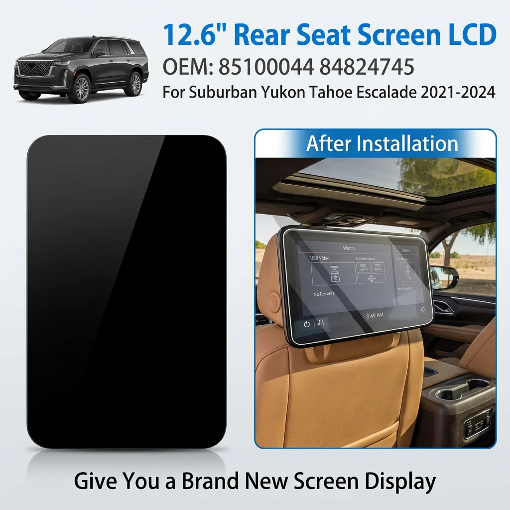 12.6 inch LCD Display Rear Seat Screen 85100044 84824745 For Suburban Yukon Tahoe Escalade 2021-2024