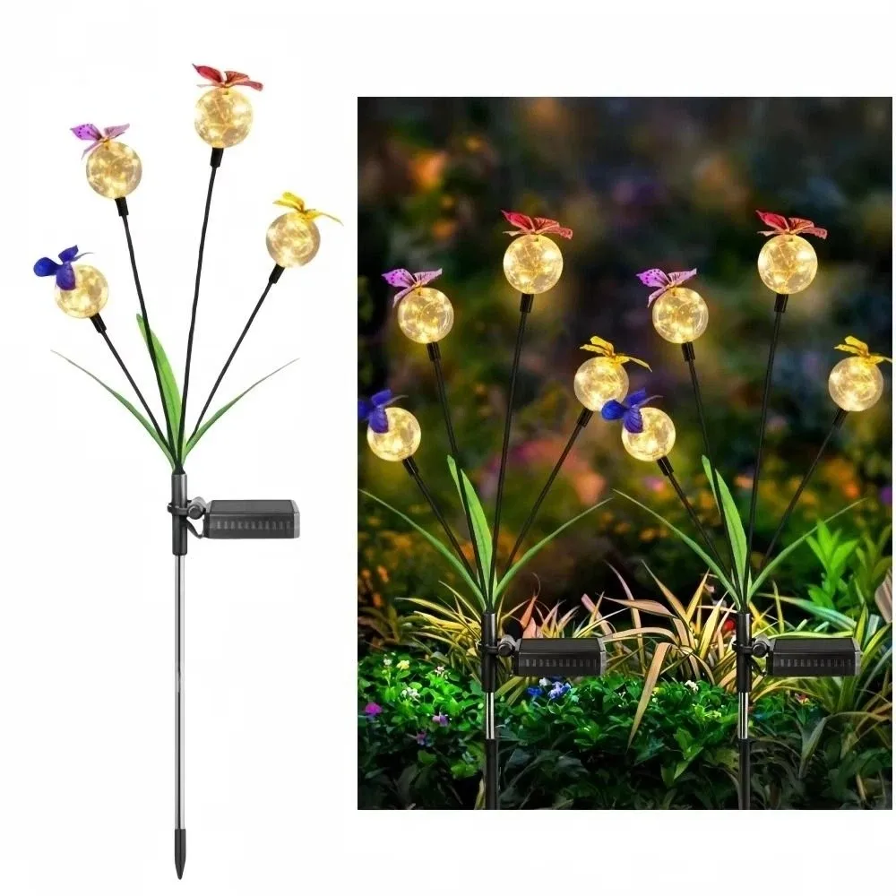 

6/8 Head Butterfly Bobble Swing Light Realistic Color Changing Flower Solar Lawn Lights LED Lights Waterproof