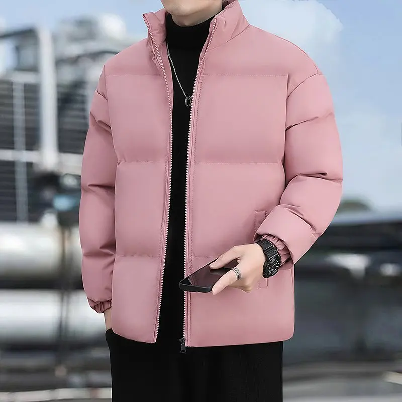 2026 Winter New Style Men's Fashion Casual Polyester Fiber Thick and Warm Standing Collar Loose Cotton Coat Jacket