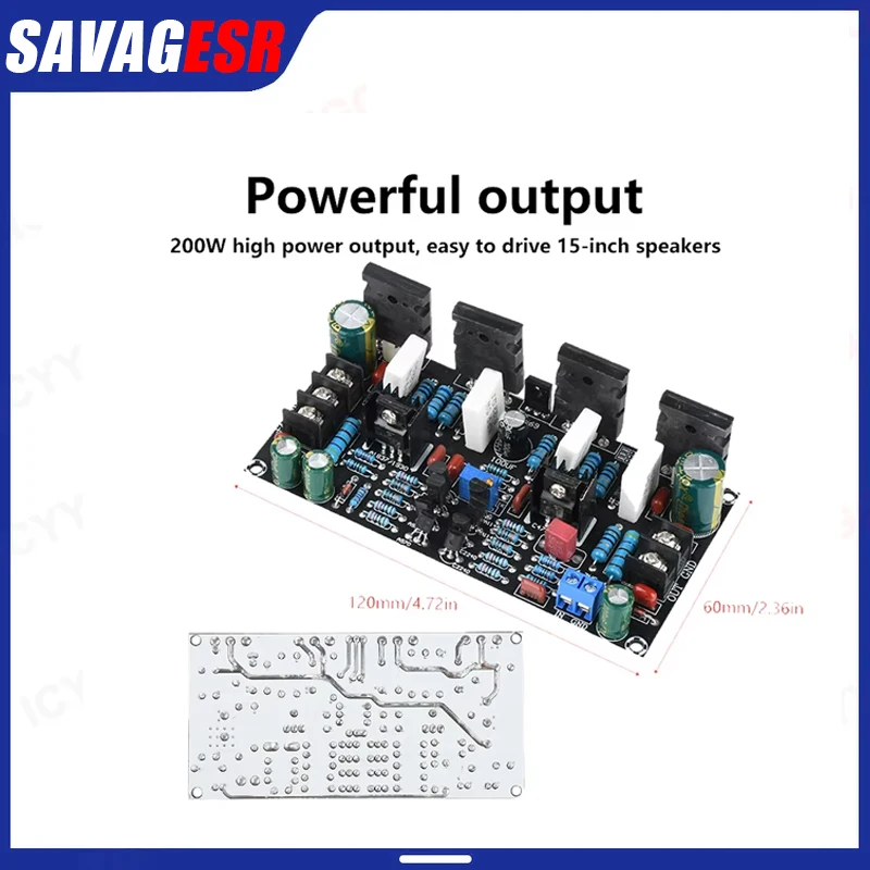 200W DC 20V-90V Positive Negative Dual Voltage Mono Power Amplifier Board 1943+5200 Paired Tube Post Stage Power Amplifier Board