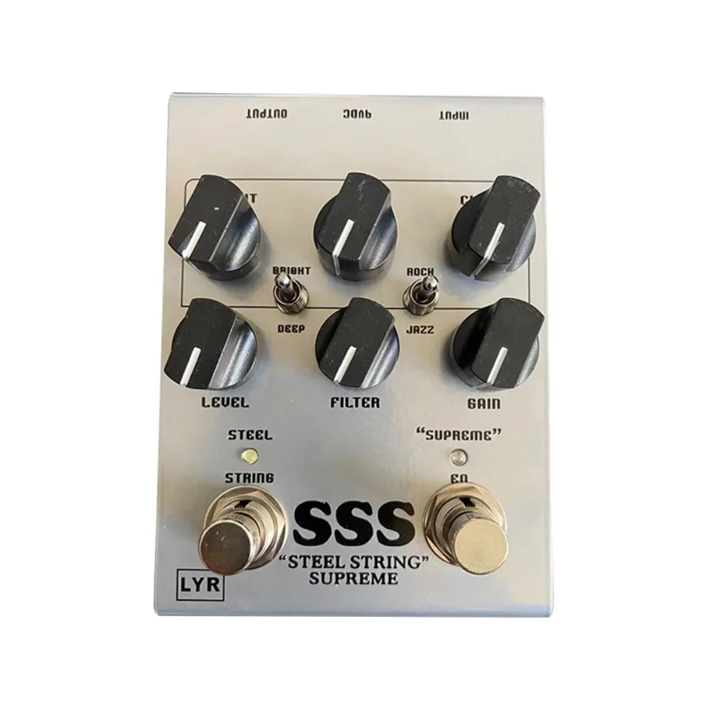Pedal de Guitarra LY-ROCK, Pedal de Efeito Overdrive SSS, Pedal de Efeito Clássico para Guitarra, Cinza Prateado, True Bypass