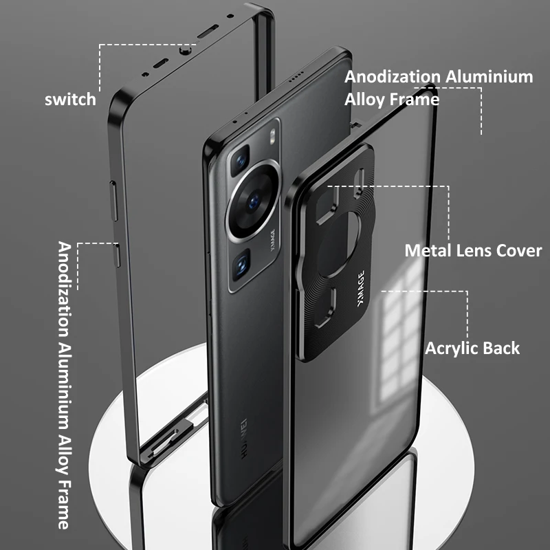 Aluminium Alloy Metal Frame Bumper + Acrylic Back Cover For Huawei P60 Pro P60Pro P 60 Camera Lens Protector Case Thin