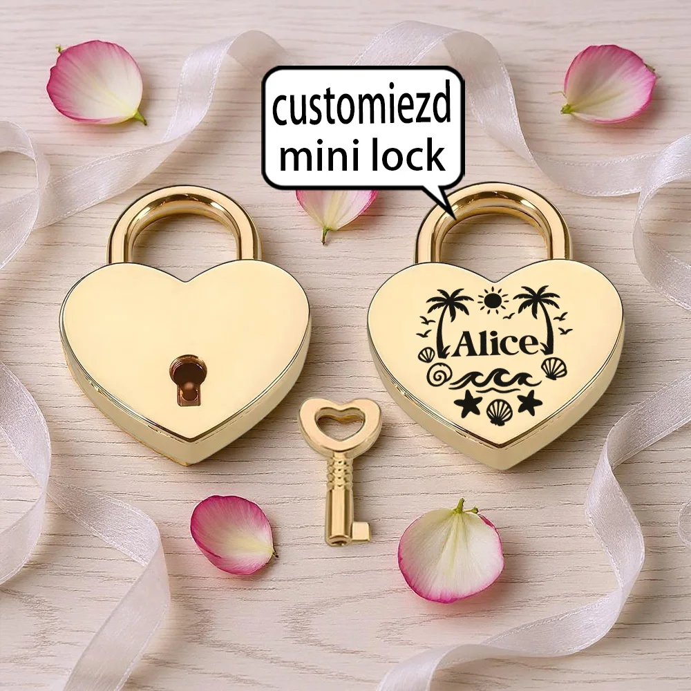 1PC NICE sea beach life Custom Name Engrave Padlock Luggage Hardware Locks Travel Bridge Padlock For Diary Book
