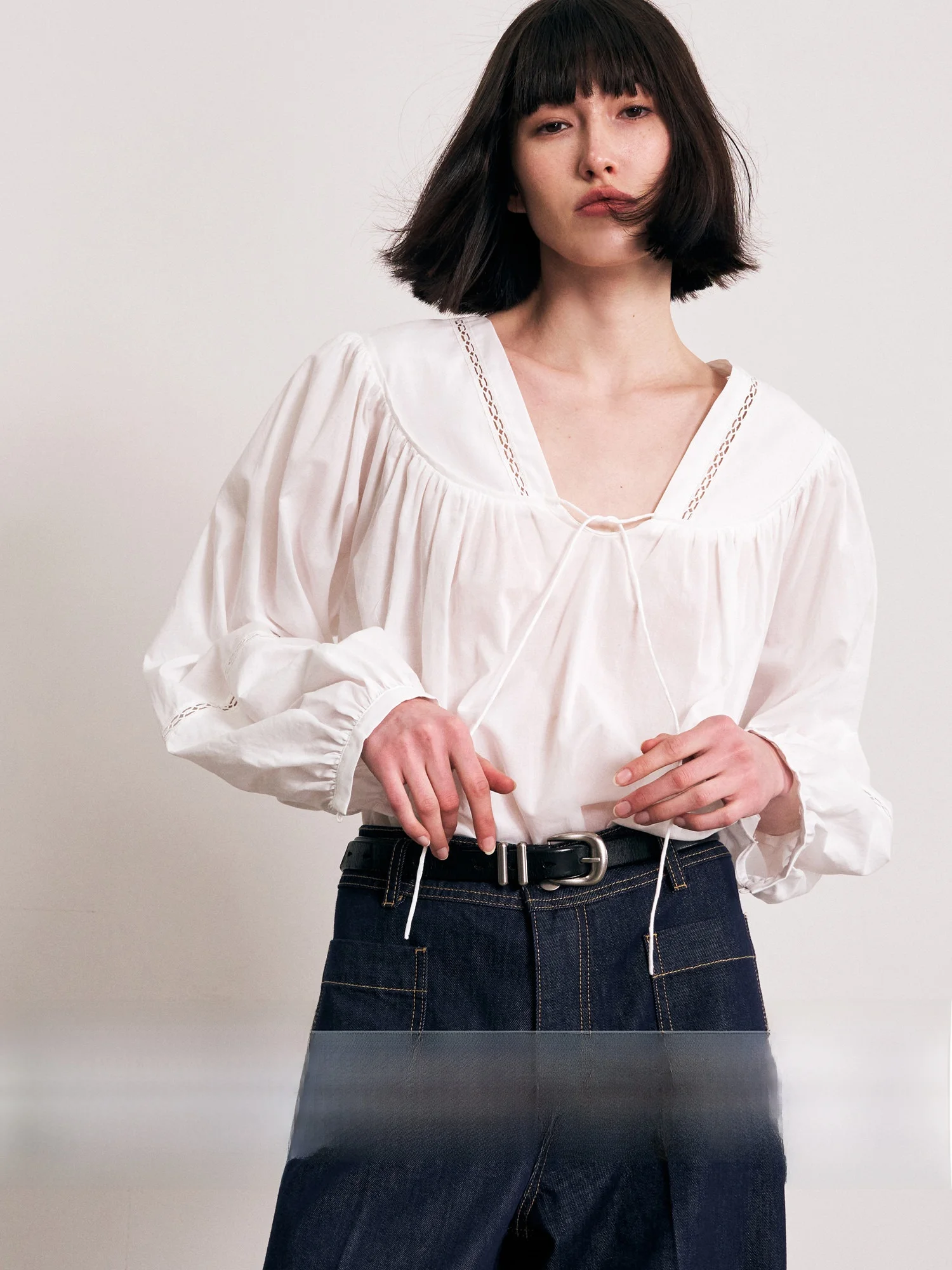 

Женская блузка Romantic Yeast Wa Cotton Design с рукавами-фонариками, свободного кроя, из чистого дышащего хлопка, Damostudio French Sle