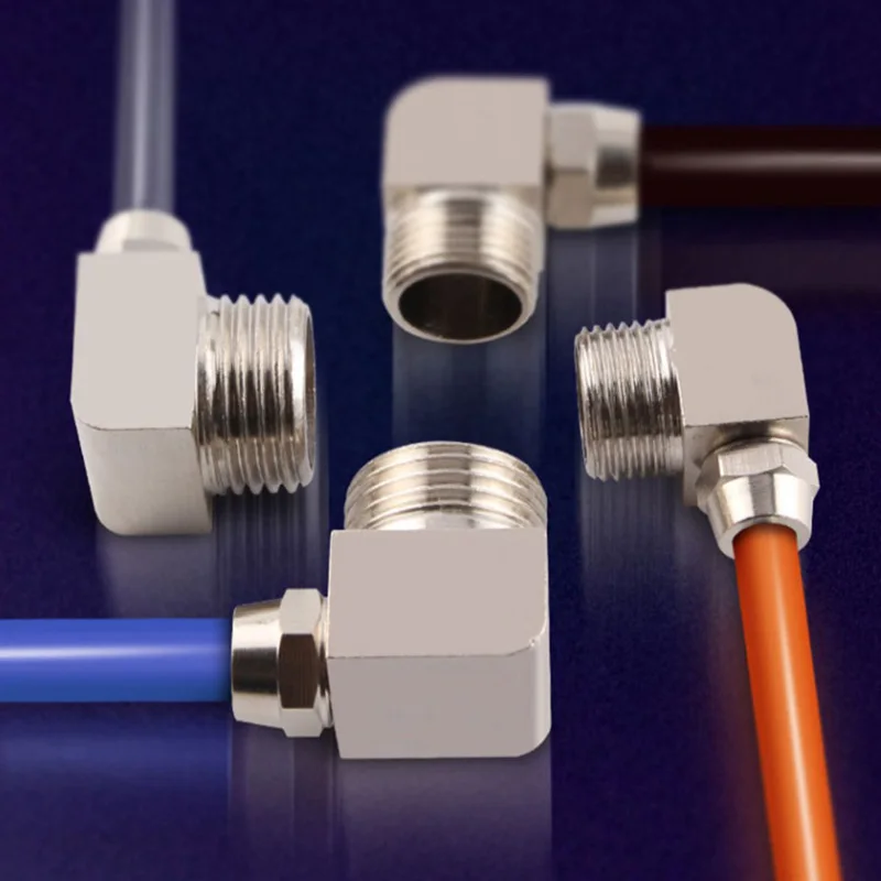 Pneumatic Quick Connector Gas Pipe Quick Screw Connector Pl8-02 Threaded Elbow Pl6-01/10-03/12-04 Copper Nickel Plated