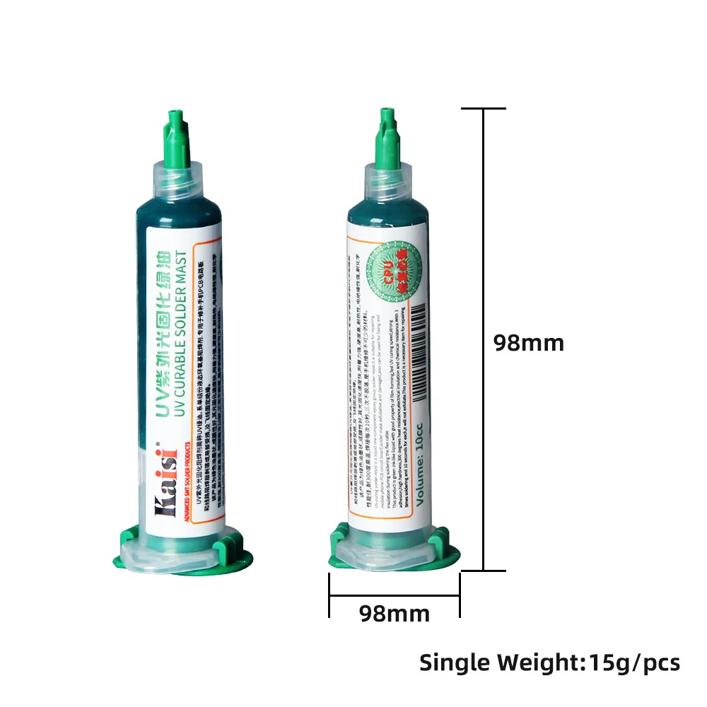 Kaisi 10cc Green/Black UV Curing Solder Mask Ink For BGA PCB Motherboard Paint Curing Insulating Protect Solder Paste Flux Oil