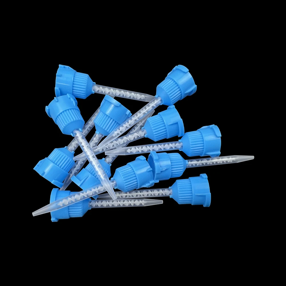 

50pcs Blue Disposable Dental Mixing Tips Silicone Rubber Mixing Head Dentistry Silicone Rubber Gun Conveying Mixing Head Tube