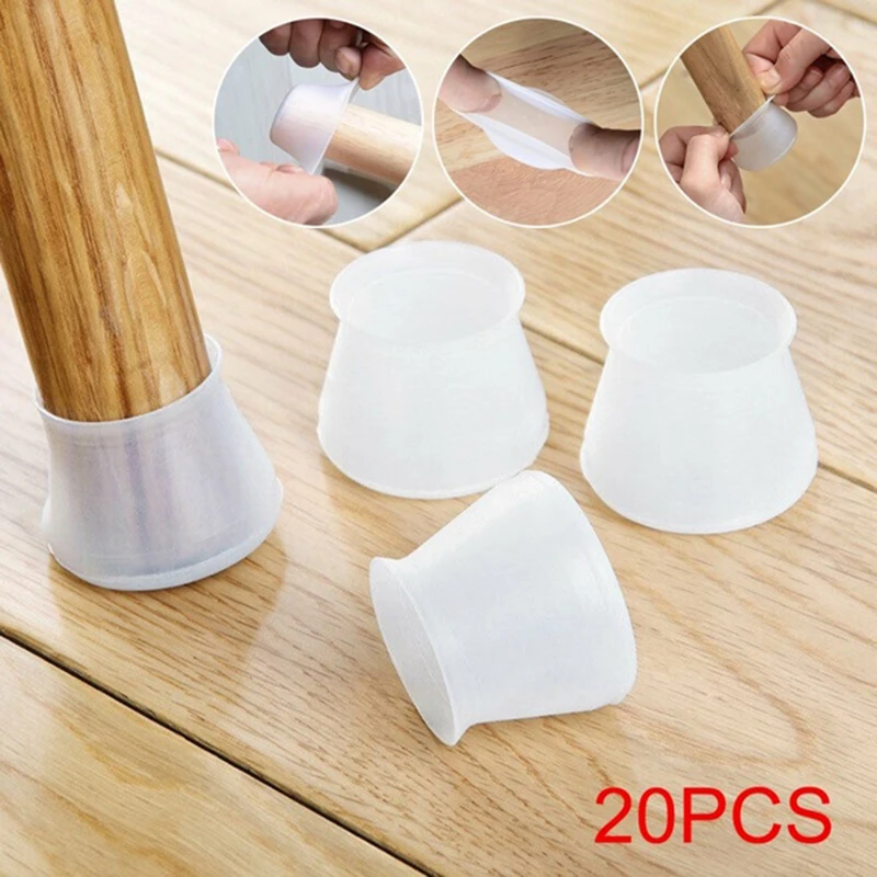 20Pcs PVC Furniture Legs Protection Cover Table Feet Pad Floor Protector For Chair Leg Floor Protection Anti-slip Table Legs Pad