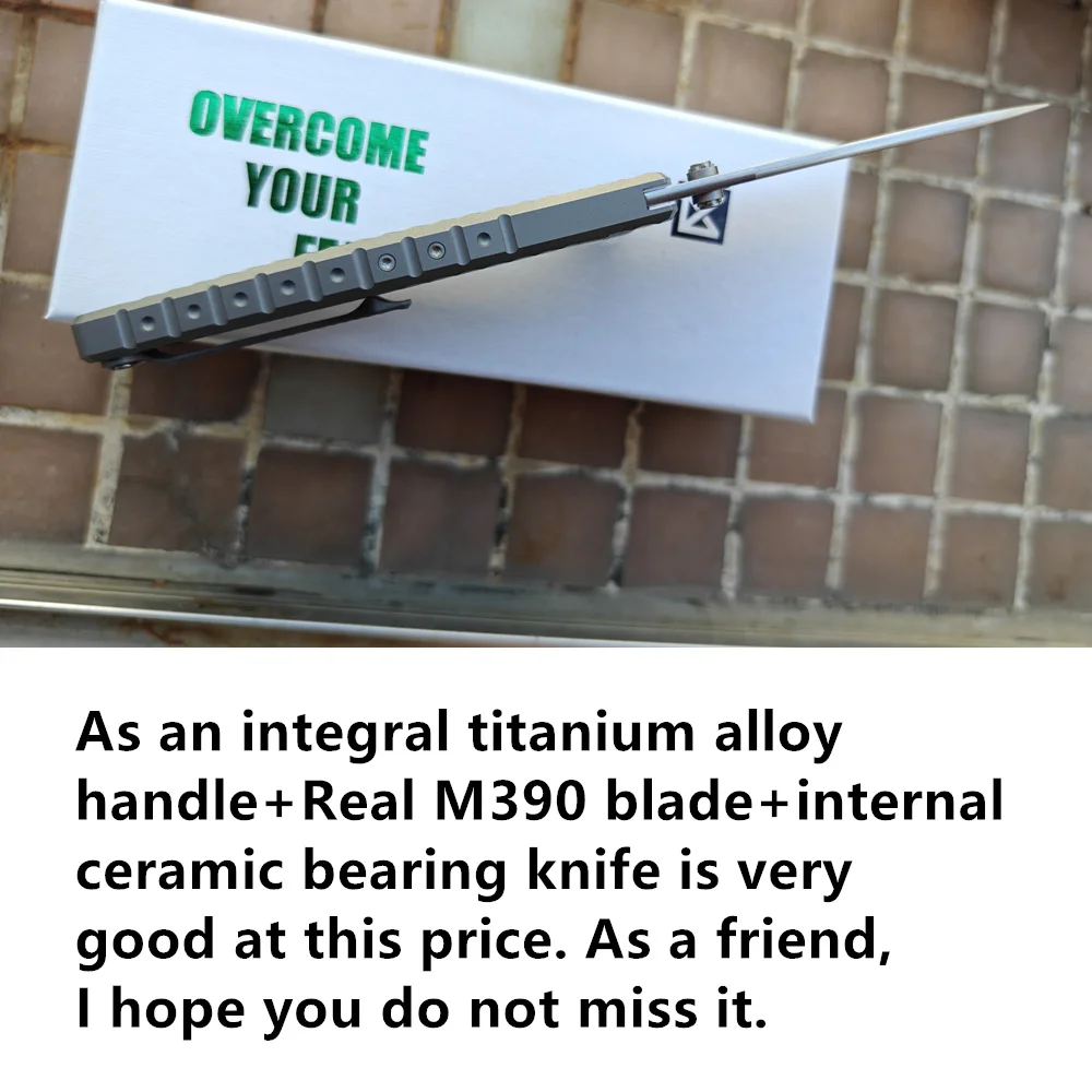 Anthem 781 Integral Titanium Handle Real M390 Overcome Folding Knife Ceramic Bearings Pocket Kitchen Camping Outdoor EDC Tool - view 2