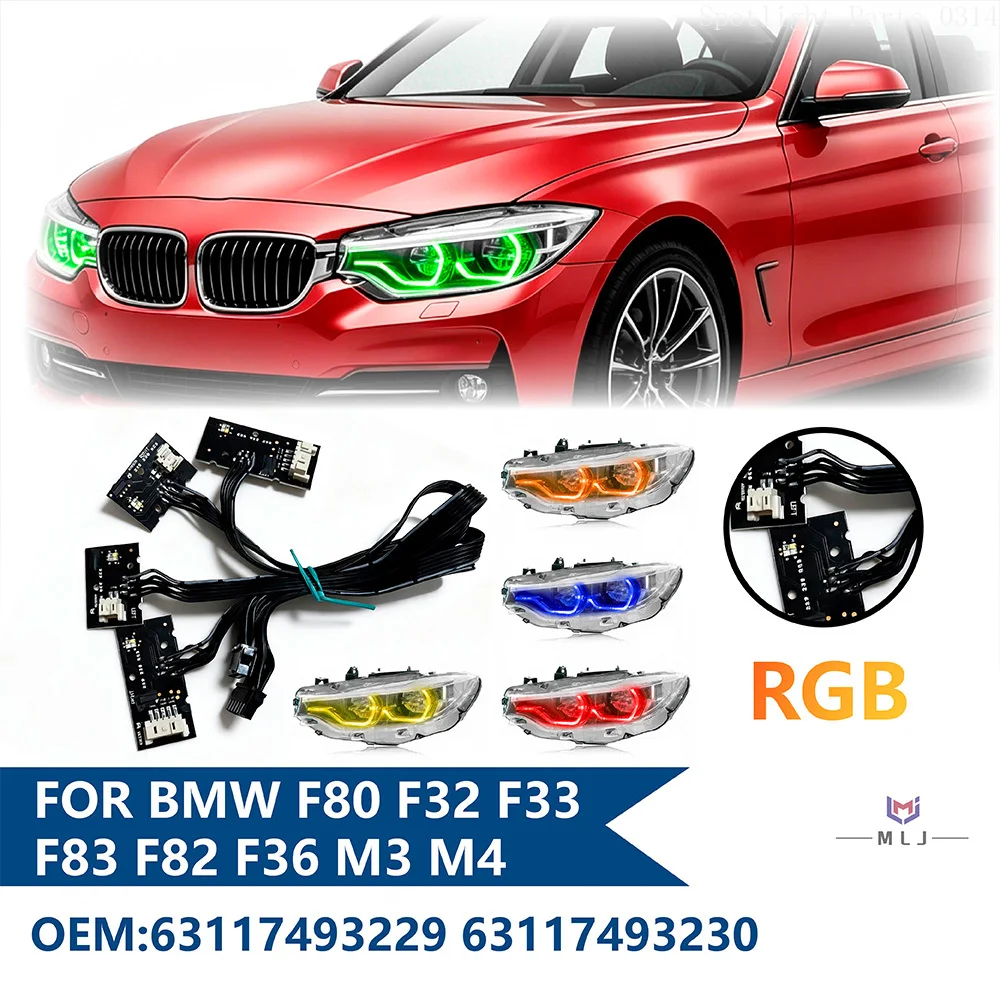 

RGB-подсветка для BMW F80 F32 F33 F83 F82 F36 M3 M4 63117493229 63117493230, управление DRL через телефон, аксессуары для автомобиля Angel Eye, установка Plug and Play.