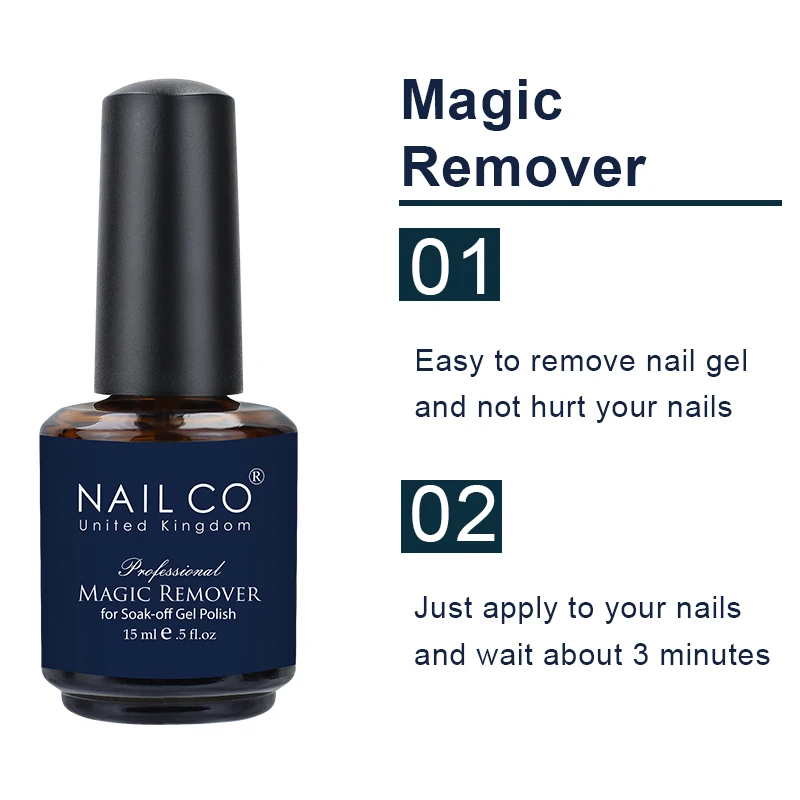 NAILCO-esmalte de Gel mágico, 15ml, capa Base superior limpia, barniz semipermanente UV para remojar, herramienta de eliminación de manicura, producto en Gel