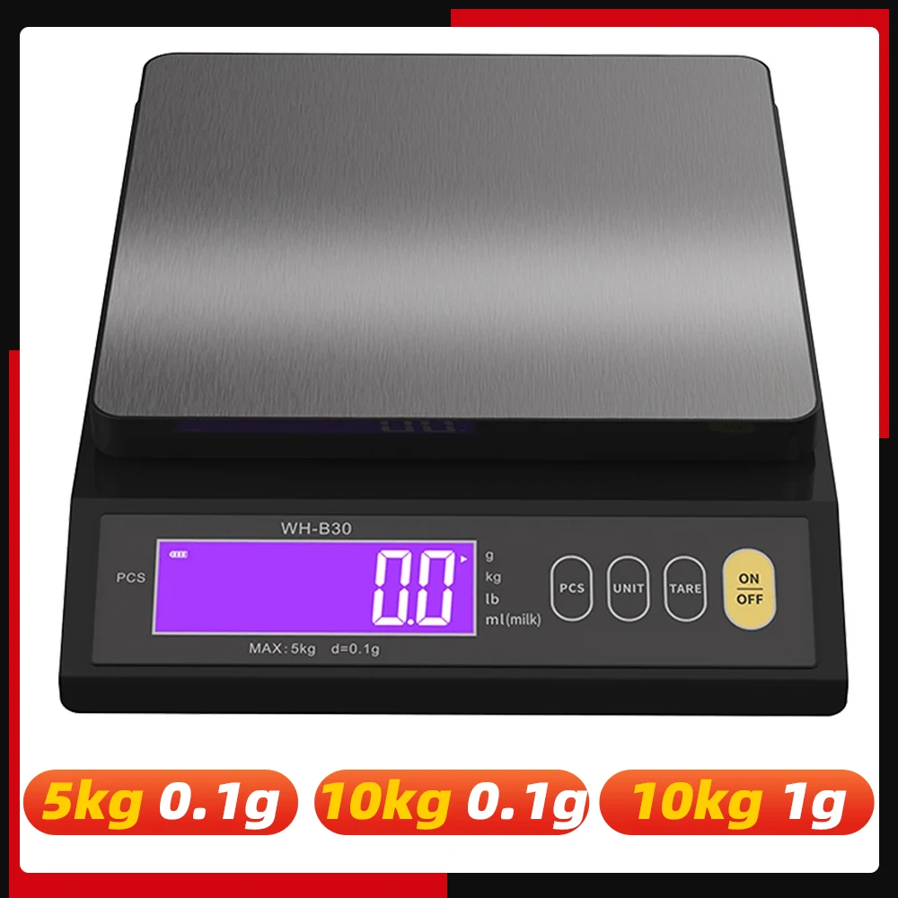 5kg/10kg Digital Electronic Kitchen Scale Household Multifunction Stainless Steel Measuring Weighing Baking Tool LCD Display