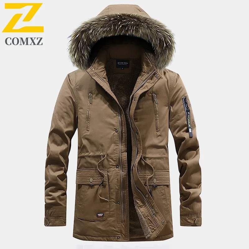 COMXZ الرجال في الهواء الطلق تكتيك مقنعين سترة الشتاء النمط الأمريكي الصوف الحراري معطف مبطّن بالقطن مقاوم للماء يندبروف الشارع الشهير
